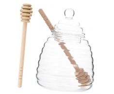 Cabilock Barattolo Per Miele In Vetro Trasparente Barattolo Per Marmellata Contenitore Decorativo Per Miele Con Mestolo E Coperchio Barattolo Per Conservare Succo Barattolo Per Marmellata