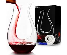 NUTRIUPS Decanter per Vino, Decanter Vino, Caraffa per Vino Rosso, Decanter Cristallo per Vino, Caraffa Vino, Rosso Vino Caraffa Decanter, 1.5L Decanter Caraffa per Vino A Forma di U (con Pennello)