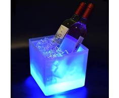 Secchiello per il ghiaccio da 3,5 l per bottiglie, colorato, con LED con cambio di colore automatico, per feste, casa, bar, locali, ristorante, pub, vino, bevande, succhi, birra