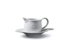 WM Bartleet & Sons Raditional Mint salsiera in porcellana con supporto/piattino bianco