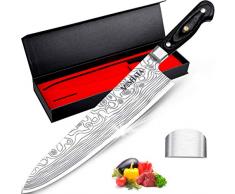 MOSFiATA Coltelli da Cucina, Coltello da Cucina Professionale Coltello Giapponese Gyuto Coltello Chef in Acciaio Inossidabile con Protezione del Dito - 25,4cm