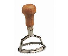 STAMPO RAVIOLI TONDO Ø 6 cm IN ACCIAIO INOX CON IMPUGNATURA IN LEGNO