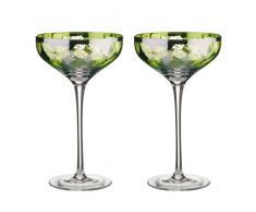 Artland - Coppe per champagne Tropical Leaves - Set di 2 - Bicchieri da 350 ml - Design con finitura argento a specchio