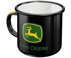 Nostalgic-Art Tazza smaltata retrò, John Deere – Logo Black – Idea regalo per amanti dei trattori, Coppa da campeggio, Design vintage, 360 ml