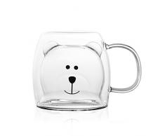 Chiatai, tazza a doppia parete da 250 ml in vetro isolante, con manico, per caffè, tè, latte, ideale come regalo di Natale, trasparente