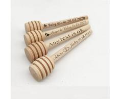 30Pcs Agitatore Di Miscelazione Del Miele In Legno Personalizzato Bastoncini Di Miele Cucchiaio Di Miele Testo Personalizzato Regali Per Feste Di Matrimonio Baby Shower &Amp; Utensili Da Dessert Cucc