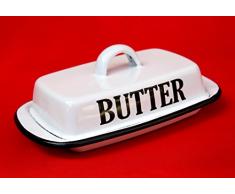 Ambiente Haus Retro 51230 - Burriera smaltata, colore: Bianco