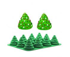 Albero di Natale 3D Stampi in Silicone Strumenti per Decorare Dolci Bakeware Cupcake Dessert Stampo Cioccolato Fondente (Verde)