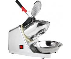 Tosucs Tritaghiaccio Elettrico 300W, 65 kg/h Elettrico Macchina del Ghiaccio Ice Maker Crusher Tritaghiaccio Bar Drink, Acciaio Inossidabile,per Uso Domestico e Commerciale(Grigio Argento)