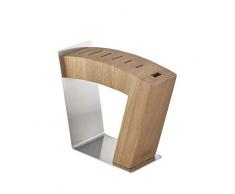 RÖSLE Ceppo per coltelli MoveX, design raffinato in acciaio inox e legno di olmo, lame a vista, due posizioni, stabile, senza coltelli