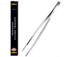 Smirain Pinze Cucina Acciaio 16-40cm, Pinza da Chef professionali di Alta Precisione, Barbecue, Bistecca, Hamburger, Pasta, Dessert, Decorazione, Estrazione, Cottura al Forno (Multiuso, 30cm)