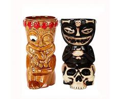 Vinbcorw Tiki Mug, Tazza Colorata in Ceramica Tiki, Bicchieri da Cocktail, Ottimo per Bar, Feste Tiki, Cocktail Party, Feste in Spiaggia, Feste in Piscina, Feste di Halloween,A1