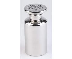 APS saliera, dispenser di sale, contenitore di sale per patatine fritte con tappo a vite, shaker in acciaio inossidabile per sale, 8 x 8 cm, altezza 17 cm, lucido