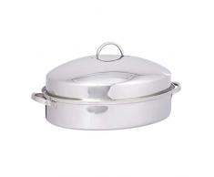 Relaxdays 10024725 - Rostiera con griglia e coperchio, in acciaio INOX, lavabile in lavastoviglie, forma da forno, padella da forno, colore: argento, 18/8