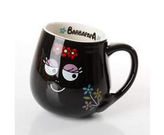 Zidao Creativo Tazza di Trasporto Creativa Sveglia Ceramica Cartone Animato Barbapapa Barbapapà Mug Cup per Regalo di Compleanno,Nero