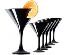 PLATINUX Set di 6 bicchieri Martini neri da 150 ml in vetro, bicchieri da cocktail