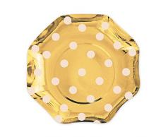 10 PIATTI 18 CM IN CARTA POIS ORO METAL GOLD NATALE CAPODANNO COORDINATO TAVOLA