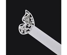 50pz Porta Tovaglioli Carta Perlata Bianca Farfalla Matrimonio Decorazione Tavolo