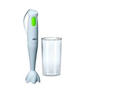 Braun MQ100 Soup MultiQuick 1 Minipimer Mixer ad Immersione, Frullatore con Bicchiere 600ml, 450 W, Plastica, Bianco/Verde