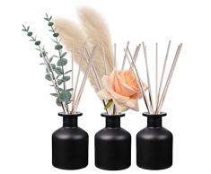HOSSIAN Vetro Diffusore Bottiglie Nero -Vuoto Reed Diffusore Bottiglia con Bastoni-Set di 3 pz 150ml Fragrance Accessori uso per DIY Sostituzione Reed Diffusore Set