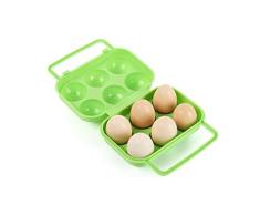 CFtrum 6 Portauova Custodia da Viaggio Giardino Campeggio Plastica Arancio Pieghevole Valigetta, Verde