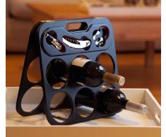 Porta bottiglie portabottiglie cantinetta vino per max.6 bottiglie di vino con accessori