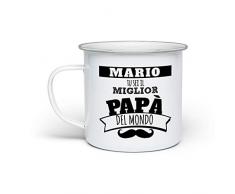Gifty Lab Tazza Smaltata in Metallo Il Miglior papà del Mondo Personalizzata con Foto o Scritta, Tazza infrangibile, cod. DES31