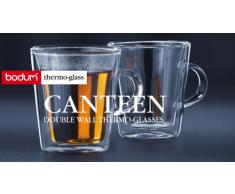 Bodum Canteen 2 Bicchieri termici a doppia parete in vetro, con manici, 192 ml
