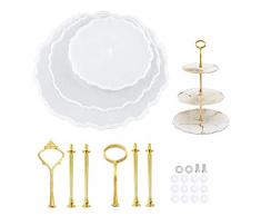 Anyasen Stampi in Silicone Stampi per Resina Silicone per Stampi Stampi per Torre da Dessert Stampi per Resina Vassoio in Resina Stampo in Silicone Epossidico per Fusione con Alzate per Dolci Torta