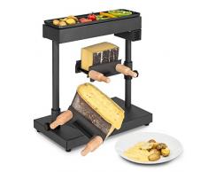 Klarstein Griglia per Raclette con Vassoio in Acciaio Inox, Piastra Raclette Formaggio Rotabile e Regolabile 600W, Piastra Elettrica per Grigliare Carne e Formaggio, Piastra Grill per Ambienti Interni