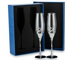 Sziqiqi 2 Pezzi Flute da Champagne con Confezione Regalo Bicchieri di Vino Creativo Ad Alta qualità, Bicchiere di Champagne, Bicchiere a Calice, Coppa Nuziale per la Festa Anniversario Matrimonio