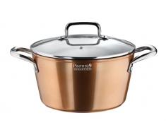 Pintinox Metallic Pentola Alluminio con Coperchio in Vetro, Diametro 20 cm, Antiaderente, Adatta ad Induzione