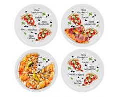 VAN WELL Set di piatti per pizza margherita grande - 30,5 cm piatti in porcellana con schoenem Motiv - per pizza/Pasta, den 'Grande Fame' O zum anrichten adatto