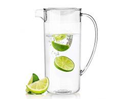 Youngever 2L Brocca di Plastica Con Coperchio, Brocca di Plastica Chiara Grande per Tè Freddo, Sangria, Limonata e Altro