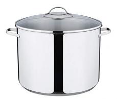 Kelomat, 1834-313, pentola alta con coperchio in vetro, Classico, diametro 30 cm, capacità 15 litri, acciaio inox, pentola per pasta, pentola per zuppa, stufato