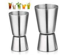 Misurazione dello spirito da 25/50 ml e 15/30 ml, Misurini per Cocktail, Misurino da cocktail in acciaio inox per misurazione alcolica, per bar, feste, vino, cocktail, bevande