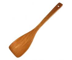 Spatola in legno. Spatola piatta con manico lungo, per friggere. Fatta a mano per pentole da cucina (spatola per friggere).