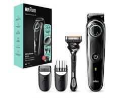 Braun Regolabarba Uomo Rasoio Elettrico Barba Incluso, 39 Impostazioni di Lunghezze, Impeccabile Precisione, per Viso e Barba, Idea Regalo, BT3341 Nero e Color Acqua