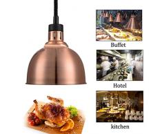 seveni Lampada Termica per Alimenti 250W con Interruttore di azionamento Scaldapiatti a Testa Singola con Cavo di Alimentazione telescopico per Ristorante a Buffet dellhotel, 4