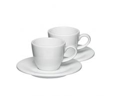 Mahlwerck Barista - Tazzina da espresso con piattino, 80 ml, design italiano e senza tempo, in porcellana, con pareti spesse, set da 2, bianco perla