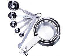 Set di 10 Cucchiai Dosatori in Acciaio Inox Misurini Cucchiai Dosatore Set Misurini di Tazze Misurini in Acciaio Inox e Cucchiaio con Righello per Misurare Ingredienti Secchi e Liquidi