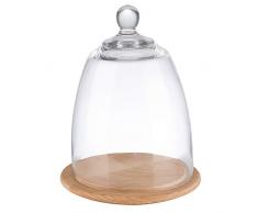 Vassoio APS con coperchio - Vassoio rotondo in legno di faggio oliato con coperchio in vetro (Ø 18,5 cm, altezza: 24 cm) - coperchio per formaggio, tagliere per formaggio