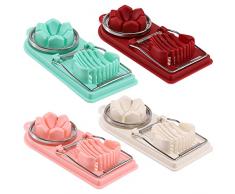 Tagliauova,Guador 4 Pezzi Tagliauova 2 in 1 in Acciaio Inox Multifunzione Separa Uova Affetta Uovo Affettatrice Strumento da Cucina per Tagliare Uova Sode Fragole Kiwi Banane