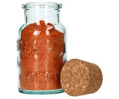 MamboCat - Set di 12 barattoli portaspezie in vetro trasparente con tappo in sughero, per spezie, sale, pepe, erbe aromatiche, vasetti in sughero da riempire, 125 ml.