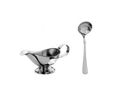 Pintinox Salsiera con mestolo, capacità 45 cl, Acciaio Inox, con base dappoggio