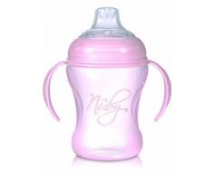 Nuby NT69001 - Bicchiere antigoccia Softflex Natural Sipper da 240 ml, beccuccio in morbido silicone, per bambini dai 6 mesi in su, colore: Rosa