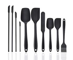 Spatole in Silicone, set da 10 Pezzi Professionali Spatola in Silicone Pasticceria per Cucina Utensili Resistente al Calore, Leccapentole Silicone Lungo Piccolo, Pennello, Cucchiaini, Marisa per Dolci