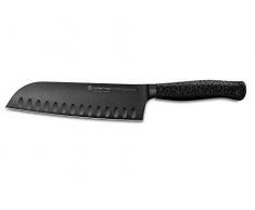 WÜSTHOF Santoku, Performer (1061231317), Lama da 17 cm, Rivestimento Dlc, Lama Alveolata, Coltello Cuoco Professionale, Inossidabile, Affilato, Coltello Nero