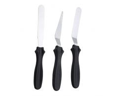3 Pezzi Spatola per Torta, Spatola per Glassa, Spatola Professionale in Acciaio Inossidabile con Manico in Plastica per Vassoio Spatola per Pasticceria (Nero)