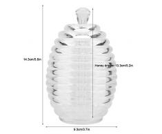 Fdit Barattolo Miele Vasetto Marmellata Mestolo Trasparente Forma Alveare Bastoncino Gocciolamento Conservare Dispenser Il Miele 265 ml
